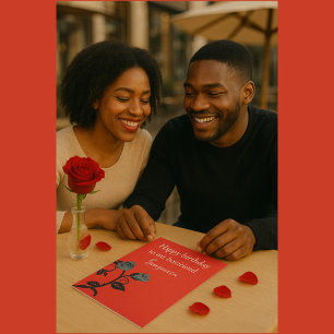 Carte Romantique Red & Black Rose Boyfriend's Birthday