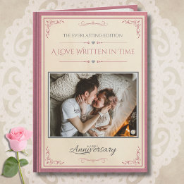 Carte Romantique Rose Crème Vintage Livre de Contes Anni