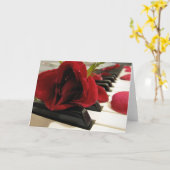 Carte Romantique Rose rouge amour (Fleur jaune)