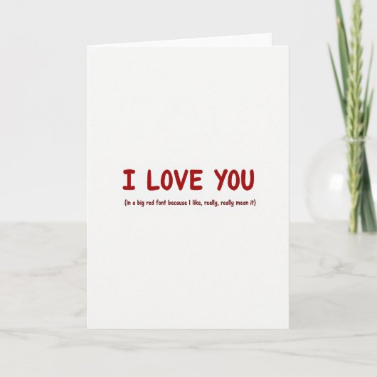 Carte romantique Rouge Je t'aime (Devant)
