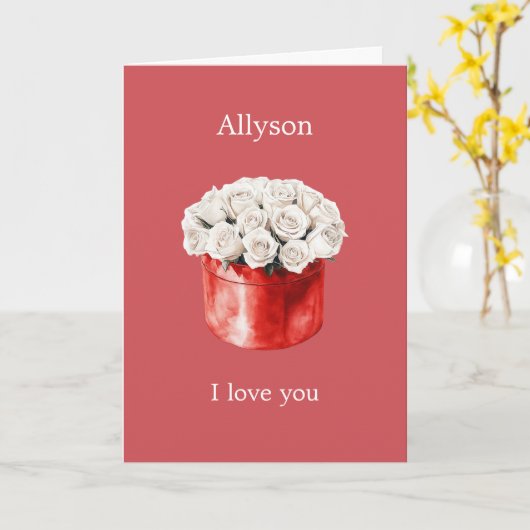 Carte Romantique Rouge Roses Blanches Aimer (Fleur jaune)