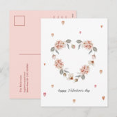 Carte romantique Saint-Valentin avec coeur floral (Devant / Derrière)