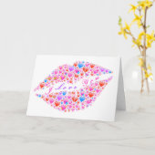 Carte romantique Saint Valentin Coeurs Baiser Lips (Fleur jaune)