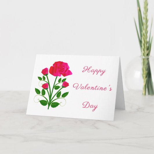 Carte romantique Saint Valentin Rose Rose Love (Devant)