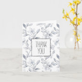 Carte Romantique Silver Blanc Rose Merci Floral (Fleur jaune)