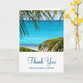 Carte Romantique Turquoise Tropical Beach Mariage Merci (Fleur jaune)