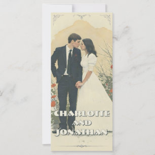 Carte Romantique Vintage Mariage Couple Art