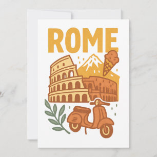 Carte Rome Italie Minimaliste Colisée Dessiné à la Main