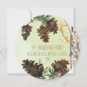 Carte ronde de vacances de Noël de nature de cônes (Dos)