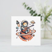 Carte Ronron cosmique - Chat guitariste astro (Debout devant)