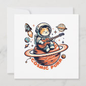 Carte Ronron cosmique - Chat guitariste astro (Dos)