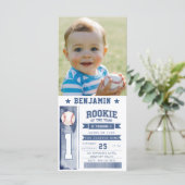 Carte Rookie Baseball Photo Blue Boy Anniversaire Invita (Debout devant)