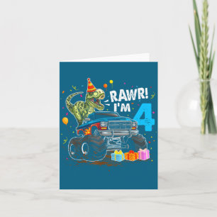 Carte Roooar j'ai 4 ans Anniversaire 4 ans T Rex Dinosau