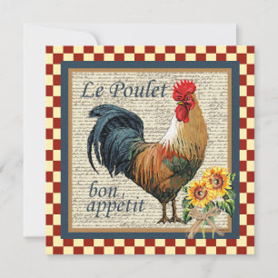 Carte Rooster français Le Poulet Décor Cuisine