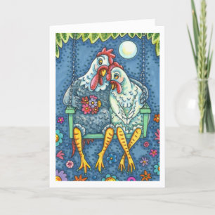 CARTE ROOSTER HAUT CANOODLES, ROMANCE CUTE POULET VERSE