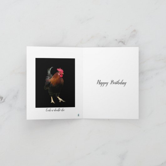 CARTE ROOSTER ON BLACK PHOTO BIRTHDAY GREETING CARD (Intérieur)