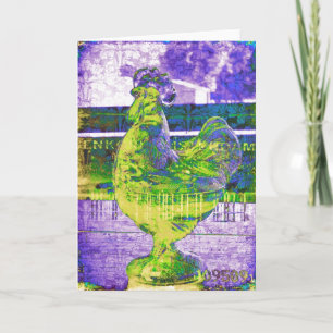 Carte Rooster vintage de Lime de Verre Purple toutes les