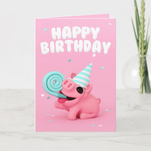 Carte Rosa the Pig Happy Birthday card