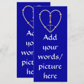 Carte Rosaire en forme de coeur "perles" (Devant / Derrière)