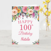 Carte rose 100e Anniversaire Fleurs florales (Fleur jaune)