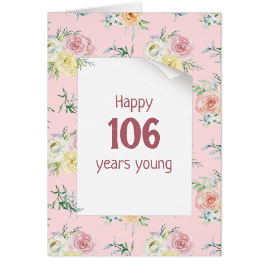 Carte Rose 106e anniversaire Watercolor (Devant)