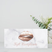 Carte rose 3D Gold Lips Beauty Salon Certificat cadeau (Debout devant)