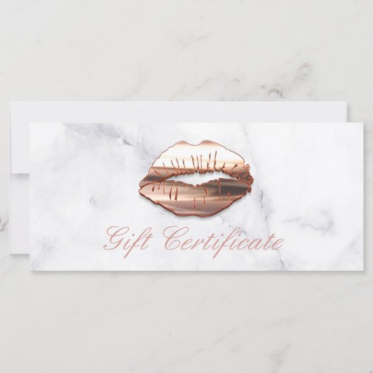 Carte rose 3D Gold Lips Beauty Salon Certificat cadeau (Devant)