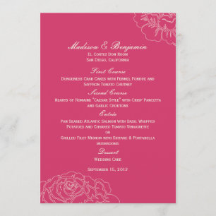 Carte Rose à la carte de mariage du jardin - rose