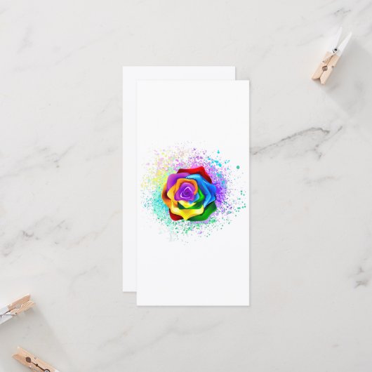 Carte Rose arc-en-ciel coloré (Devant/Arrière en situation)