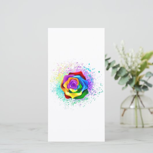 Carte Rose arc-en-ciel coloré (Debout devant)