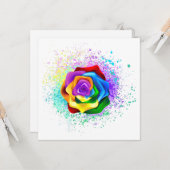 Carte Rose arc-en-ciel coloré (Devant/Arrière en situation)