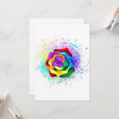 Carte Rose arc-en-ciel colorée (Devant/Arrière en situation)