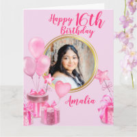 Rose avec des cadeaux et ballons photo ronde