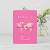 Carte rose Baby shower d'aventure Passeport (Debout devant)