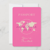 Carte rose Baby shower d'aventure Passeport (Devant)