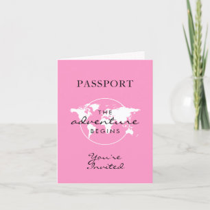 Carte rose Baby shower d'aventure Plier sur Passep