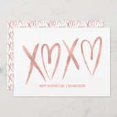 Carte rose balayée moderne de Valentine d'or (Devant / Derrière)