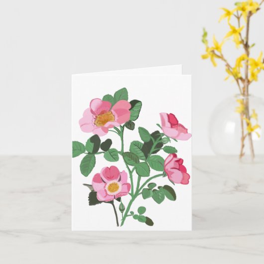 Carte Rose blanc foncé rose foncé (Fleur jaune)