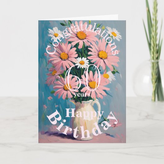 Carte Rose Blanc Printemps Fleurs marguerites dans Vase (Devant)