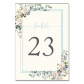 Carte Rose blanche Aquarelle Floral Dusty Blue Tab (Dos)