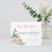 Carte Rose blanche classique Enregistrer la date (Debout devant)