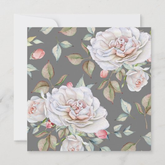 Carte Rose blanche classique | Site Mariage gris RSVP (Dos)