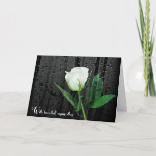 Carte Rose blanche en sympathie avec Raindrops