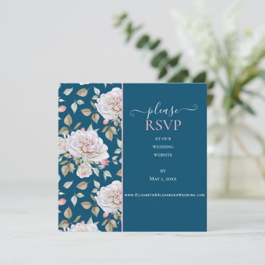 Carte Rose blanche romantique sur le site Mariage bleu R (Debout devant)
