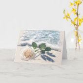 Carte Rose Blanche Sur La Plage Sable Sympathie (Fleur jaune)
