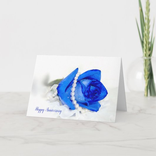 Carte rose bleu avec perles et coeurs (Devant)