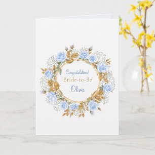Carte Rose bleu baisé d'or