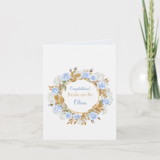 Carte Rose bleu baisé d'or (Devant)