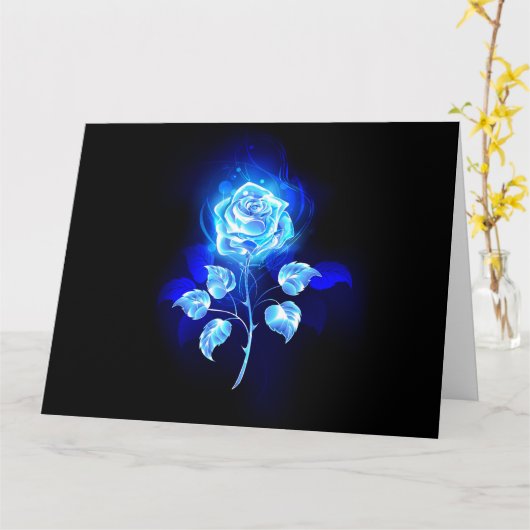 Carte Rose bleu brûlant (Fleur jaune)