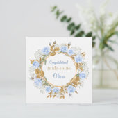 Carte Rose Bleue Mariage aux Reflets Dorés (Debout devant)